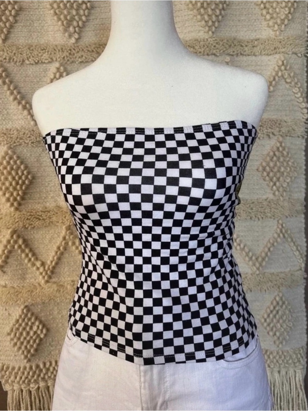 Riot Queen Black And White Checkered Tube Top Size M